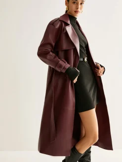 Windproof PU Leather Long Jacket