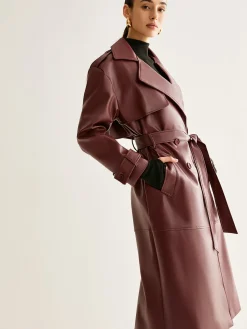 Windproof PU Leather Long Jacket