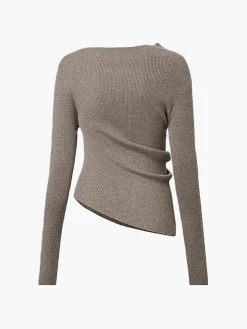 Wool-Blend Asymmetrical Sequins Knit Top