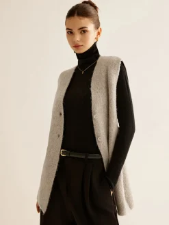 Wool-Blend Breasted Sweater Vest