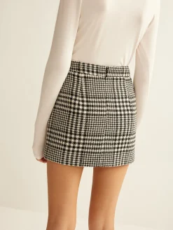 Wool-Blend Checked Mini Skirt
