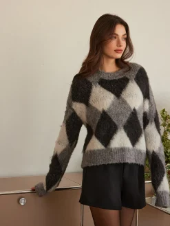 Wool-Blend Color Block Cozy Sweater