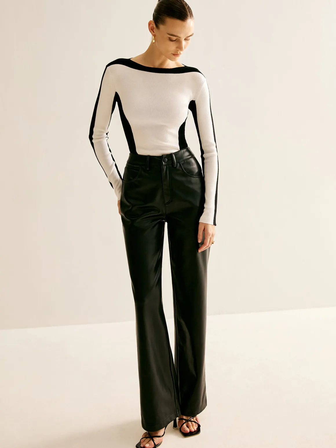 Wool-Blend Color Block Slim Sweater