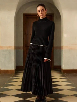 Wool-Blend Contrast Binding Ribbed Knit Top