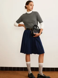 Wool-Blend Crew Neck Knit Top