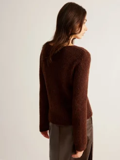 Wool-Blend Cutout Metal-Link Cardigan