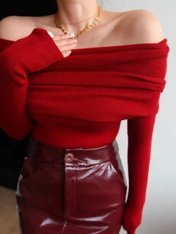 Wool-Blend Elegant Ruched Slim Sweater