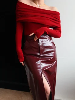 Wool-Blend Elegant Ruched Slim Sweater