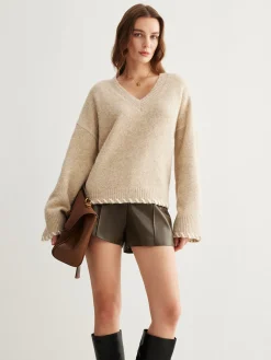 Wool-Blend Embroidered Trim Sweater