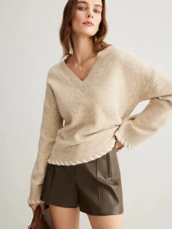 Wool-Blend Embroidered Trim Sweater