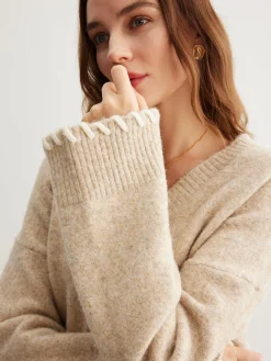 Wool-Blend Embroidered Trim Sweater