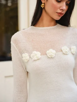 Wool-Blend Floral Sweater Panel Dress