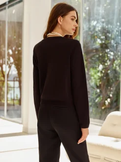 Wool-Blend Geometric-Button Cardigan