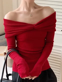Wool-Blend Knotted Ruched Knit Top