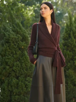 Wool-Blend Lace Up Knit Top