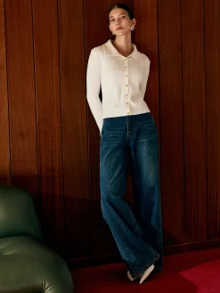 Wool-Blend Lapel Knit Cardigan