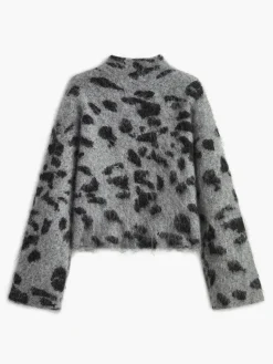 Wool-Blend Leopard Fuzzy Sweater