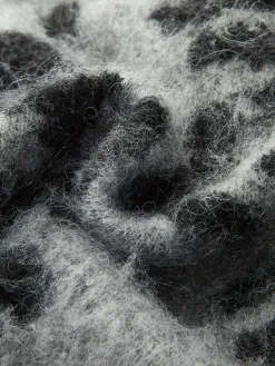 Wool-Blend Leopard Fuzzy Sweater