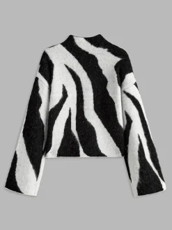Wool-Blend Leopard Fuzzy Sweater