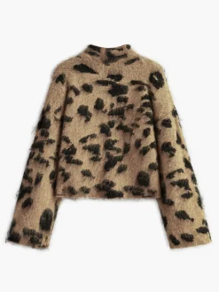 Wool-Blend Leopard Fuzzy Sweater