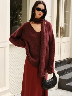 Wool-Blend Loose Scarf Sweater