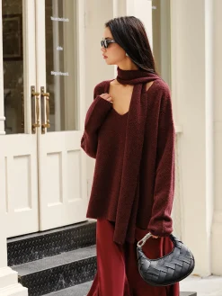 Wool-Blend Loose Scarf Sweater