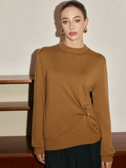 Wool-Blend Metal Knotted Sweater