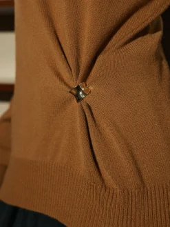 Wool-Blend Metal Knotted Sweater