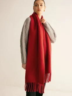 Wool-Blend Minimalist Tassel Scarf