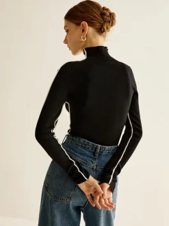 Wool-Blend Mock-Neck Knit Top