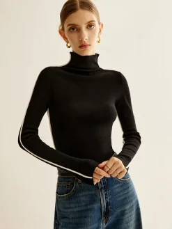 Wool-Blend Mock-Neck Knit Top