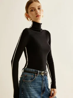 Wool-Blend Mock-Neck Knit Top