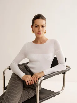 Wool-Blend Panel Slim Sweater