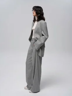 Wool-Blend Pinstripe Tweed Pants