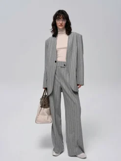 Wool-Blend Pinstripe Tweed Pants