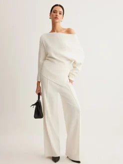 Wool-Blend Piping Pants