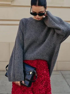 Wool-Blend Plain Pullover Sweater