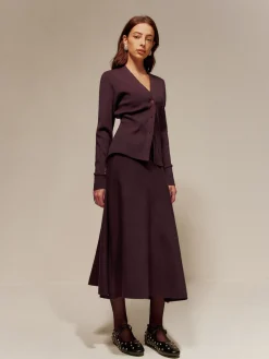 Wool-Blend Plain Sweater Skirt