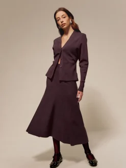 Wool-Blend Plain Sweater Skirt