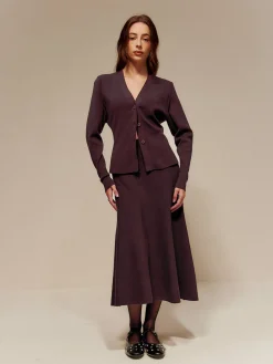 Wool-Blend Plain Sweater Skirt