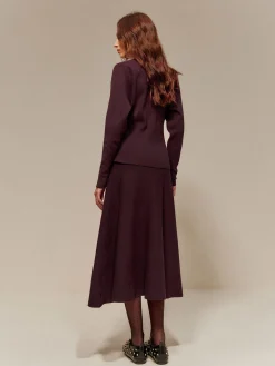 Wool-Blend Plain Sweater Skirt
