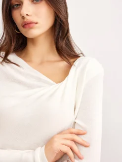 Wool-Blend Pleated Knit Top