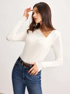 Wool-Blend Pleated Knit Top