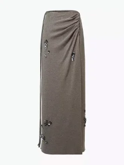 Wool-Blend Pleated Sequins Sweater Skirt