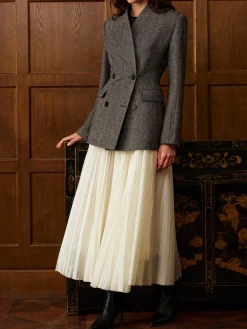Wool-Blend Polka Dot Slim Blazer