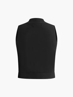 Wool-Blend Rhinestone-Button Sweater Vest