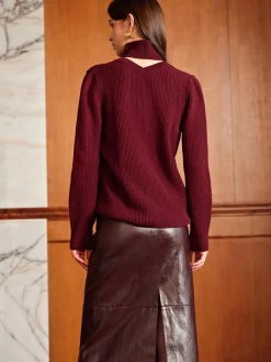 Wool-Blend Ribbed Cutout Sweater