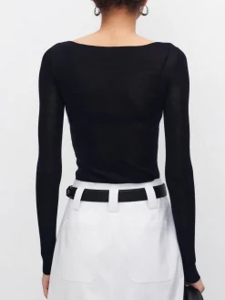 Wool-Blend Skinny Sheer Sweater