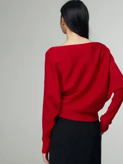 Wool-Blend Straight Neck Knit Top