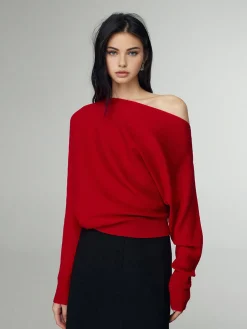 Wool-Blend Straight Neck Knit Top